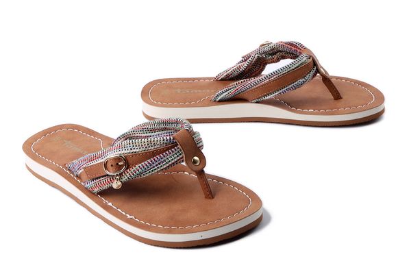 TAMARIS 1-27109-42 902 M2710942 multicolor, klapki damskie. Brązowe klapki damskie Tamaris, na lato, bez wzorów, bez obcasa, bez zapięcia. Za 149.90 zł.