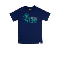 Koszulka miękka na co dzień na siłownię. Niebieskie bluzki damskie LEONE 1947 APPAREL, bez wzorów, z bawełny, sportowe, bez kołnierzyka, bez ramiączek. Za 50.52 zł.