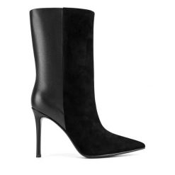 Botki Eva Minge. Czarne botki damskie Eva Minge, bez wzorów, bez obcasa, na szpilce, bez zapięcia. Za 479.99 zł.