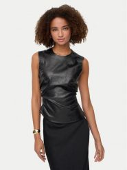 ONLY Bluzka Mone 15360230 Czarny Slim Fit. Czarne bluzki damskie ONLY, xl, bez wzorów, ze skóry, bez kołnierzyka, bez ramiączek. Za 129.99 zł.