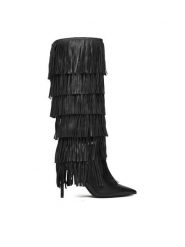 Steve Madden Kozaki Wanderlust SM11004766 Czarny. Czarne kozaki damskie Steve Madden, bez wzorów, ze skóry, bez obcasa, na szpilce, bez zapięcia. Za 1,199.00 zł.