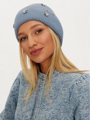 Guess Czapka AW5198 POL01 Niebieski. Niebieskie czapki damskie Guess, na zimę, z aplikacjami, z materiału. Za 239.99 zł.