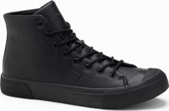 Ombre Wysokie buty trampki męskie z gumowym noskiem czarne V6 OM-FOSH-0138 43. Czarne trampki męskie Ombre, bez wzorów, z gumy, bez zapięcia. Za 179.99 zł.