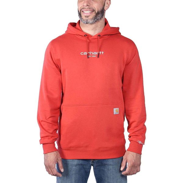 Bluza sportowa męska z kapturem Carhartt Force Lightweight Logo. Czerwone bluzy sportowe męskie Carhartt, m, bez wzorów, z kapturem. Za 367.00 zł.