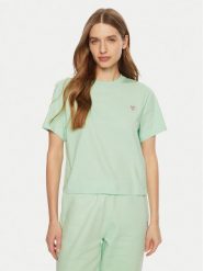 Guess Jeans T-Shirt W4YI05 K8HM0 Zielony Regular Fit. Zielone t-shirty damskie Guess Jeans, xs, z aplikacjami, z bawełny, bez kołnierzyka, bez ramiączek. Za 79.99 zł.