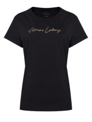 Armani Exchange T-Shirt XW001457 AF10356 MC021 Czarny Regular Fit. Czarne t-shirty damskie Armani Exchange, xl, bez wzorów, z bawełny, bez kołnierzyka, bez ramiączek. Za 249.99 zł.