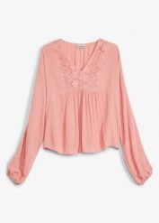 Bluzka w stylu tuniki z delikatnej wiskozy. Czerwone bluzki damskie bonprix, bez wzorów, z wiskozy, eleganckie, bez ramiączek. Za 114.99 zł.