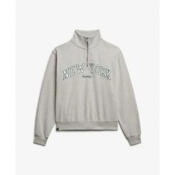 Bluza damska z zamkiem 1/2 Superdry Athletic Ess Applique. Szare bluzy damskie Superdry, l, bez wzorów, z materiału, sportowe, bez ramiączek, bez kaptura. Za 251.50 zł.