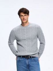 Sweter z wełną merino - szary. Szare swetry męskie Reserved, l, bez wzorów, z dzianiny, bez kołnierzyka, bez ramiączek. Za 249.99 zł.