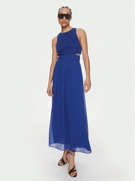 Patrizia Pepe Sukienka koktajlowa 2A2713/A061-CA01 Granatowy Regular Fit. Niebieskie sukienki damskie Patrizia Pepe, bez wzorów, z syntetyku, wizytowe, bez kołnierzyka, bez ramiączek. Za 969.99 zł.