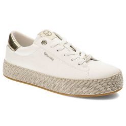 Białe Espadryle Tamaris Stylowe Obuwie Damskie. Białe sukienki damskie Tamaris, na spacer, na lato, bez wzorów, eleganckie, bez kołnierzyka, bez ramiączek. Za 219.00 zł.