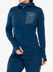 Bluza z kapturem damska Rab Superflux Hoody. Niebieskie bluzy damskie RAB, l, bez wzorów, z materiału, bez ramiączek, z kapturem. Za 429.99 zł.