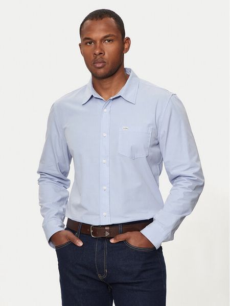 Guess Jeans Koszula M4YH35 WGCF1 Błękitny Slim Fit. Niebieskie koszule męskie Guess Jeans, m, z aplikacjami, z bawełny, bez kołnierzyka, bez ramiączek. Za 179.99 zł.