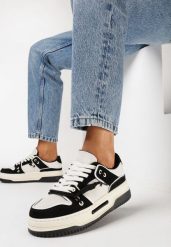 Czarne Sneakersy na Platformie z Ozdobnym Sznurowaniem Awidea. Czarne obuwie sportowe damskie Born2be, bez wzorów, z jeansu, bez zapięcia. Za 89.99 zł.