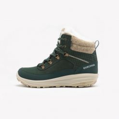 Buty turystyczne damskie Quechua NH900 skóra wodoodporne. Zielone obuwie trekkingowe damskie QUECHUA, z materiału, przed kolano, bez zapięcia. Za 299.99 zł.