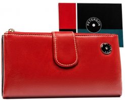Portfel skórzany Peterson PTN D24-L-MNK czerwony. Czerwone portfele damskie Peterson, z materiału. Za 81.99 zł.