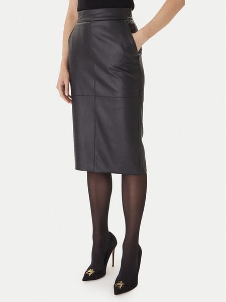 Elisabetta Franchi Spódnica z imitacji skóry GO-145-57E2 Czarny Regular Fit. Czarne spódnice damskie Elisabetta Franchi, bez wzorów, ze skóry. Za 1,486.31 zł.