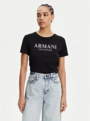 Armani Exchange T-Shirt XW000387 AF10354 UC001 Czarny Regular Fit. Czarne t-shirty damskie Armani Exchange, l, bez wzorów, z bawełny, bez kołnierzyka, bez ramiączek. Za 169.99 zł.