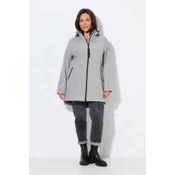 Damskie Długa kurtka softshell HYPRAR hydrofobowa trapezowy krój. Szare kurtki sportowe damskie Ulla Popken, plus size, bez wzorów, z elastanu, bez ramiączek, bez kaptura, trekkingowe. Za 479.99 zł.