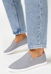 Szare Wsuwane Tenisówki Materiałowe Kalaiya. Szare trampki i tenisówki damskie Born2be, bez wzorów, z jeansu, bez zapięcia. Za 34.99 zł.
