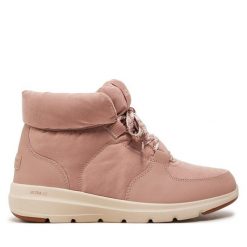 Botki Skechers. Czerwone botki damskie Skechers, bez wzorów, bez obcasa, na płaskiej podeszwie, bez zapięcia. Za 319.99 zł.