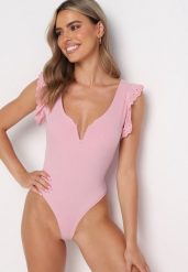 Różowe Body z Haftowanymi Falbankami Lviya. Czerwone body Born2be, z aplikacjami. Za 54.99 zł.