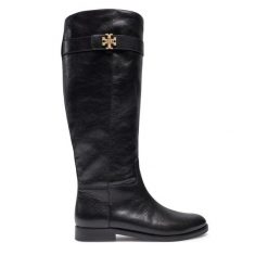 Kozaki Tory Burch. Czarne kozaki damskie Tory Burch, bez wzorów, bez obcasa, na płaskiej podeszwie, bez zapięcia. Za 2,879.00 zł.
