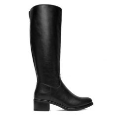 Kozaki Clara Barson. Czarne kozaki damskie Clara Barson, bez wzorów, bez obcasa, na słupku, bez zapięcia. Za 219.99 zł.