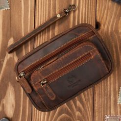 Saszetka męska brązowa skórzana do ręki vintage Paolo Peruzzi T-130-HBR. Brązowe saszetki i nerki męskie ze skóry, do ręki. Za 129.00 zł.