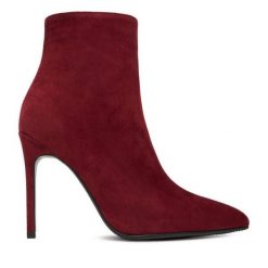 Botki Eva Minge. Czerwone botki damskie Eva Minge, bez wzorów, bez obcasa, na szpilce, bez zapięcia. Za 429.99 zł.
