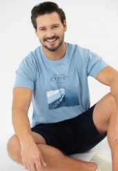 T-shirt z nadrukiem, Comfort Fit, T-SAIL. Zielone t-shirty męskie Volcano, l, bez wzorów, z bawełny, bez kołnierzyka, bez ramiączek. Za 69.99 zł.