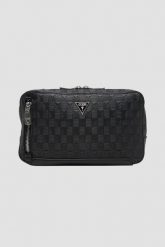 GUESS Czarna męska saszetka Torino Squared. Czarne saszetki i nerki męskie Guess, z aplikacjami, ze skóry ekologicznej. W wyprzedaży za 265.99 zł.