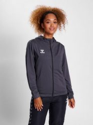 Damska bluza dresowa z kapturem zapinana na zamek Hummel Authentic. Szare bluzy damskie Hummel, l, bez wzorów, z dresówki, klasyczne, bez ramiączek, z kapturem. Za 215.00 zł.