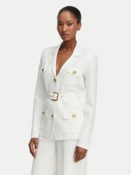 Elisabetta Franchi Marynarka MK-10B-62E2-V600 Kremowy Slim Fit. Białe marynarki i żakiety damskie Elisabetta Franchi, bez wzorów, z wiskozy, bez kołnierzyka, bez ramiączek. Za 2,549.00 zł.