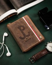 Portfel skórzany Peterson [DH] PTN 340PW-03 2-1-4 H brązowy. Brązowe portfele męskie Peterson, bez wzorów, z nubiku. Za 104.00 zł.