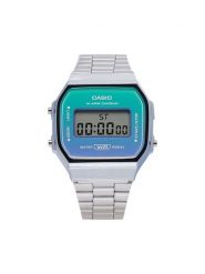 Casio Zegarek Vintage A168WER-2AEF Srebrny. Szare, cyfrowe zegarki męskie Casio, bez wzorów, srebrne. Za 219.99 zł.