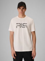 4F T-shirt regular z nadrukiem męski 4F x Robert Lewandowski - biały XL. Białe t-shirty męskie 4F, m, bez wzorów, z bawełny, bez kołnierzyka, bez ramiączek. Za 79.99 zł.
