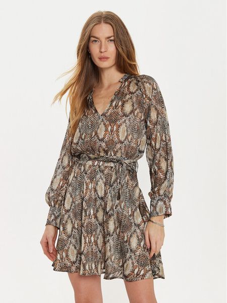 Morgan Sukienka codzienna 242-RLIPA.F Beżowy Regular Fit. Brązowe sukienki damskie Morgan, na co dzień, bez wzorów, z syntetyku, bez kołnierzyka, bez ramiączek, proste. Za 219.99 zł.