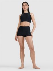 4F Szorty kąpielowe damskie - czarne L. Czarne bikini 4F, bez wzorów, z elastanu. W wyprzedaży za 59.99 zł.