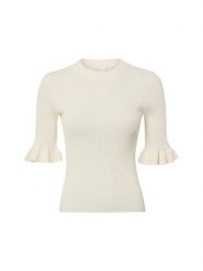 Y.A.S Damska koszula z dzianiny - YASMikla Kobiety Sztuczne włókno biały wypukły wzór tkaniny, XL. Białe koszule damskie Y.A.S., s, bez wzorów, z dzianiny, bez kołnierzyka, bez ramiączek. Za 299.95 zł.