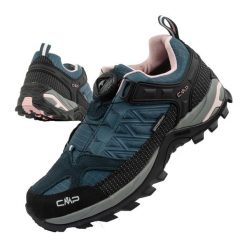 Buty damskie trekkingowe CMP Rigel wodoodporne. Czarne obuwie sportowe damskie CMP, bez wzorów, z materiału, bez zapięcia. Za 349.95 zł.