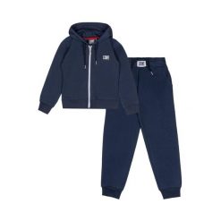 Bluza z bawełna z kaptur na czas wolny na co dzień. Niebieskie bluzy damskie LEONE 1947 APPAREL, bez wzorów, z bawełny, sportowe, bez ramiączek, bez kaptura. Za 109.46 zł.