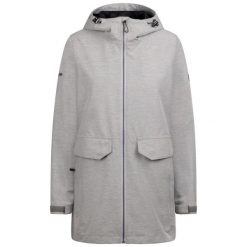 Trespass Crystals — damska kurtka przeciwdeszczowa Platinum Marl. Szare kurtki sportowe damskie Trespass, xl, bez wzorów, z meshu, bez ramiączek, bez kaptura, trekkingowe. Za 289.99 zł.