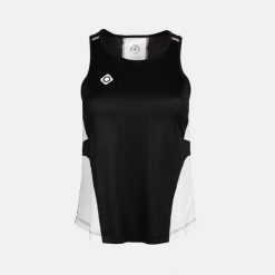 SPEZIA Technical Tank Top – lekki, oddychający i szybkoschnący. Czarne topy damskie IZAS, bez wzorów, sportowe, bez kołnierzyka, bez ramiączek. Za 139.09 zł.