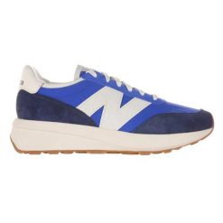 Męskie trampki 370 z zamszu (Granatowy/Zielony Kamień). Niebieskie trampki męskie New Balance, bez wzorów, z materiału, bez zapięcia. Za 513.30 zł.