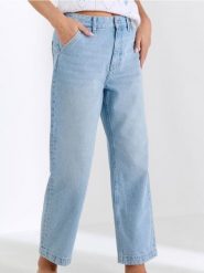 Jeansy cropped straight - niebieski. Niebieskie jeansy damskie Sinsay, bez wzorów, z jeansu. Za 69.99 zł.