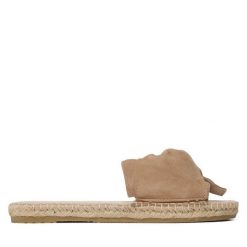 Klapki Manebi. Brązowe klapki damskie Manebi, bez wzorów, bez obcasa, bez zapięcia. Za 359.99 zł.