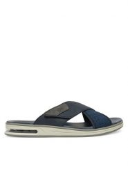 Rieker Klapki 29083-14 Granatowy. Niebieskie klapki męskie Rieker, bez wzorów, z materiału, bez zapięcia. Za 299.99 zł.