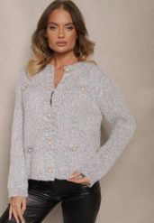 Beżowy Kardigan z Wiskozą Ozdobiony Imitacją Kieszeni i Guzikami Nomilira. Brązowe kardigany damskie Renee, bez wzorów, z jeansu, eleganckie, bez kołnierzyka. Za 84.99 zł.