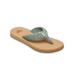 Sandały dla Kobiety PORTO Zielony. Zielone sandały damskie Roxy, bez wzorów, z bawełny, bez obcasa, bez zapięcia. Za 129.99 zł.